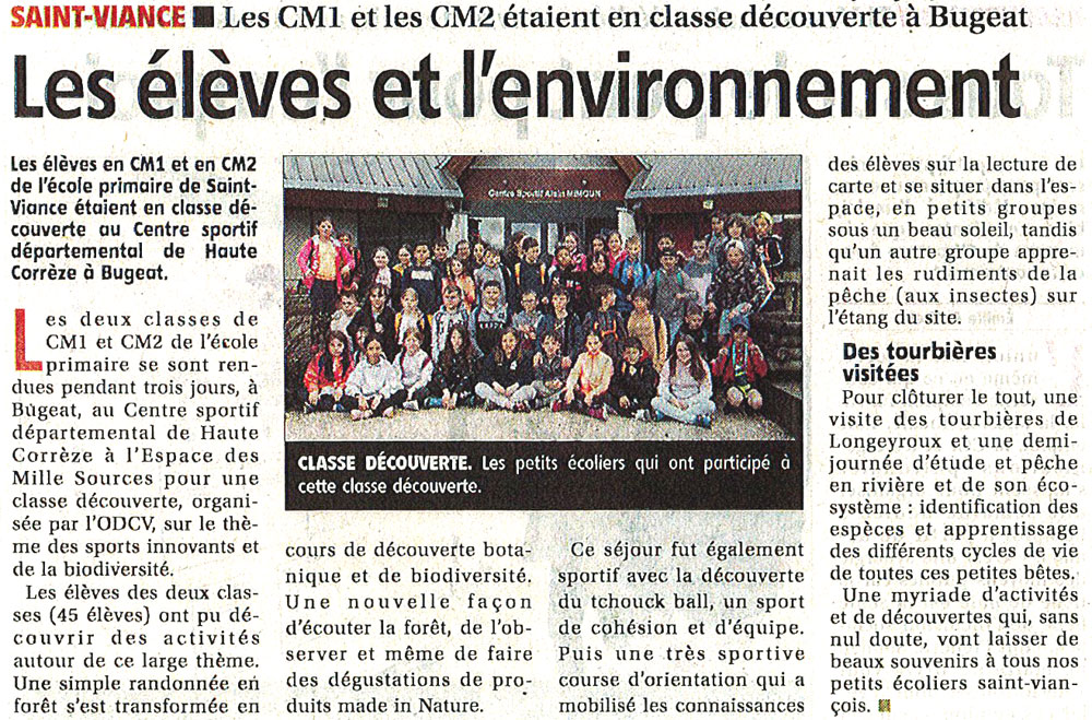 Articles La Montagne sur nos classes de découvertes